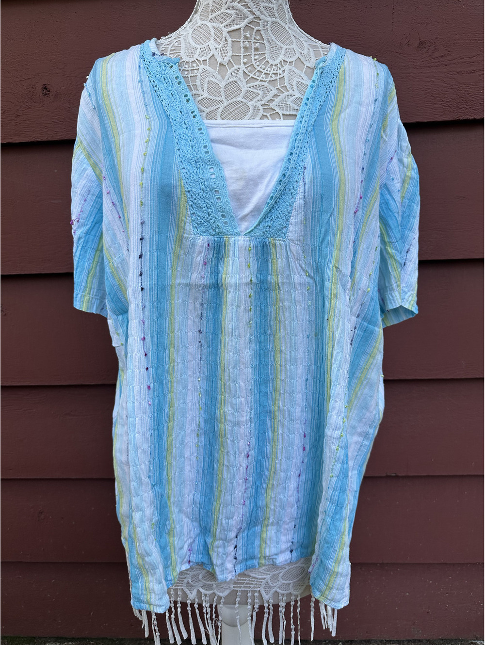 Vintage Y2K Dressbarn Striped Boho Blouse‎
